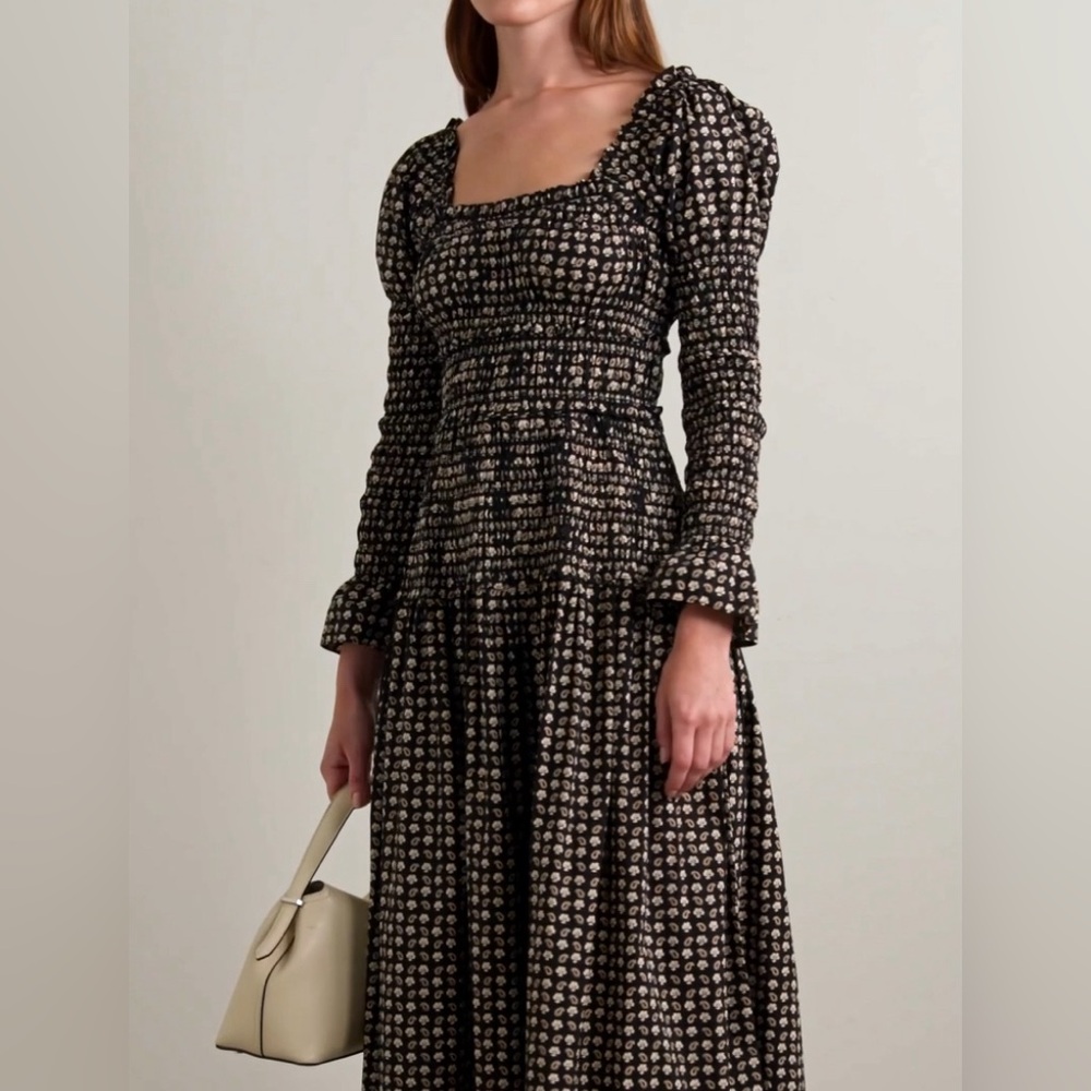 DÔEN's 'Bellamy' shirred printed organic cotton-poplin maxi dress.